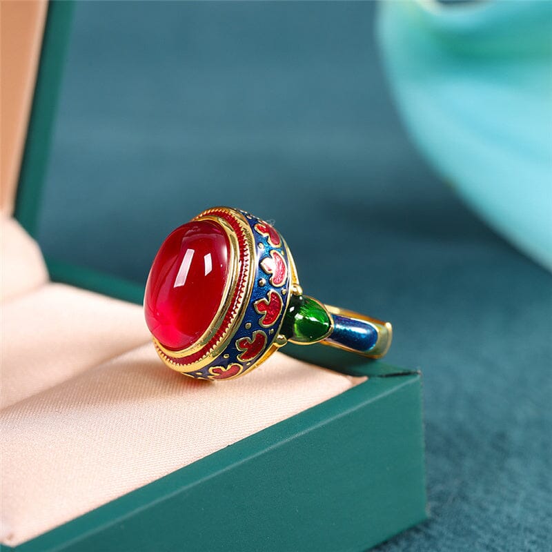 Red Corundum Cloisonne RingRing