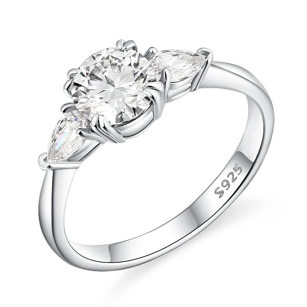 Round Diamond Solitaire Ring - 925 Sterling SilverRing7