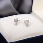 Pink Diamond Cat Stud Earrings - 925 Sterling SilverEarrings