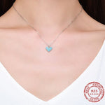 Fine Style Heart Turquoise Pendant Necklace -925 Sterling SilverNecklace