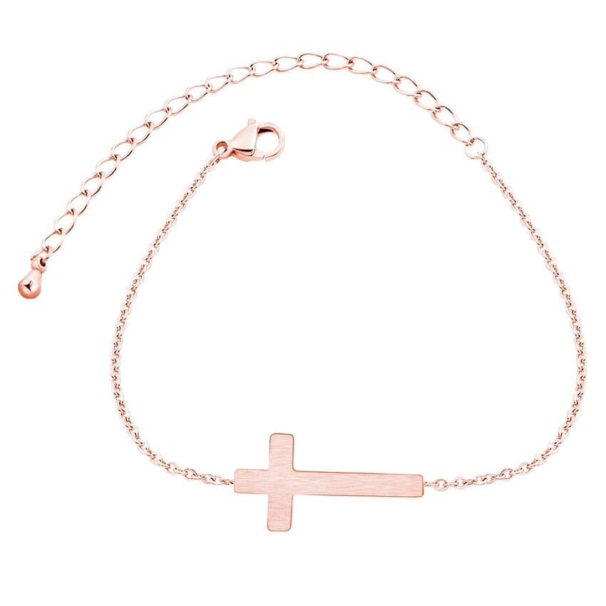 Crucifix WWJD Cross Charm BraceletsBraceletRose Gold Color