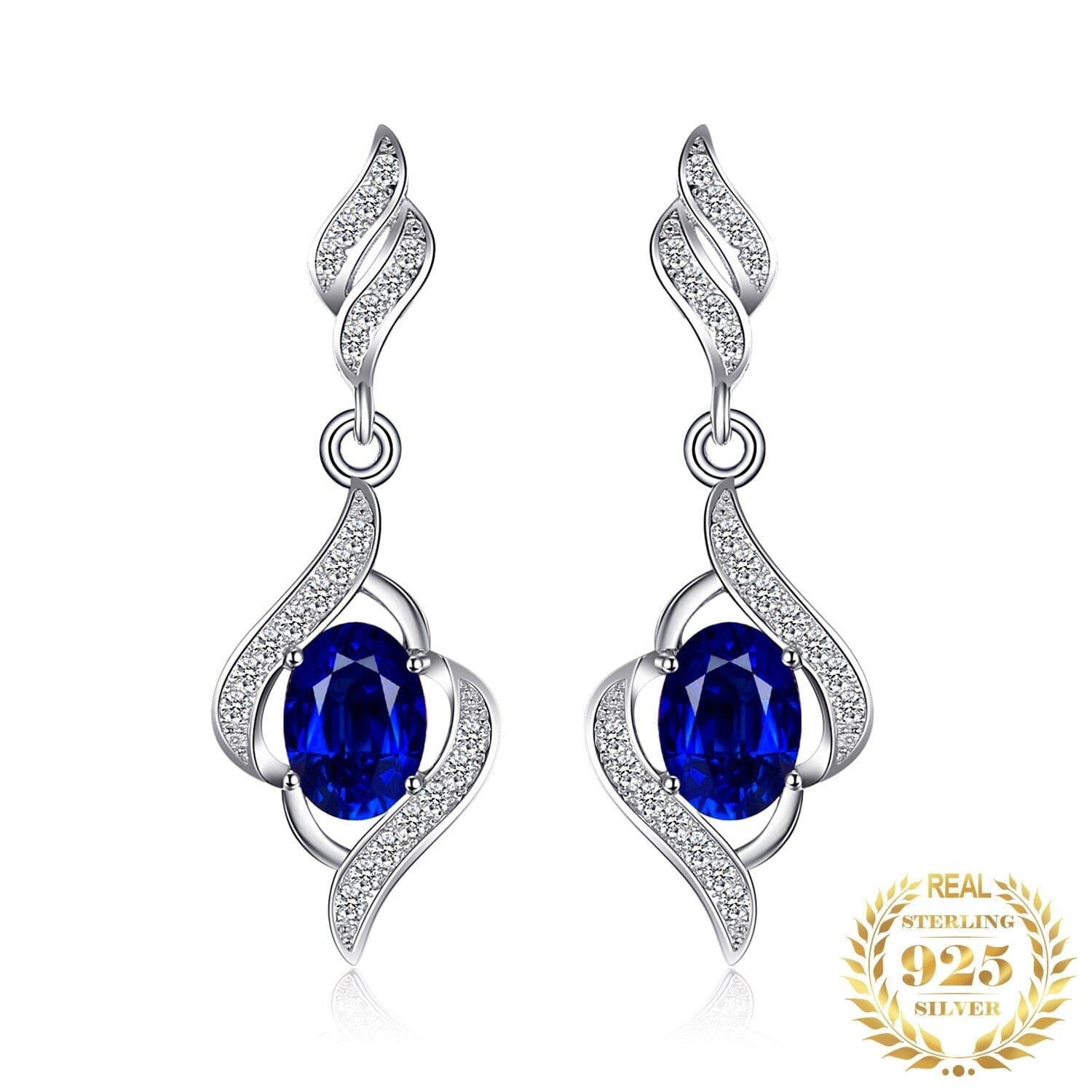 Statement Halo Blue Sapphire Earrings - 925 Sterling SilverEarrings