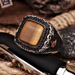 Luxury International Jewelry Fashion Tiger Eye Stone RingRing6Old silver