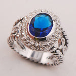 Elegant Blue Crystal Sapphire CZ Ring - 925 Sterling SilverRing6