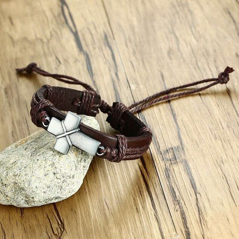 Ancient Cross WWJD Brown Vintage Leather BraceletBracelet