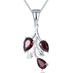 Fine Elegant Garnet Pendant Necklace - 925 Sterling SilverNecklace