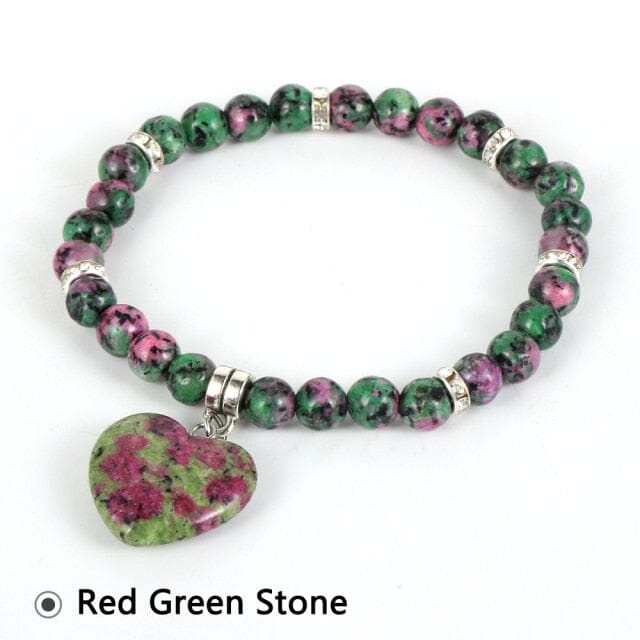 Crystal Love Heart Charm BraceletBraceletRed Green Stone