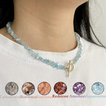 Boho Fashion Aventurine and other Stone Chips ChokerNecklace