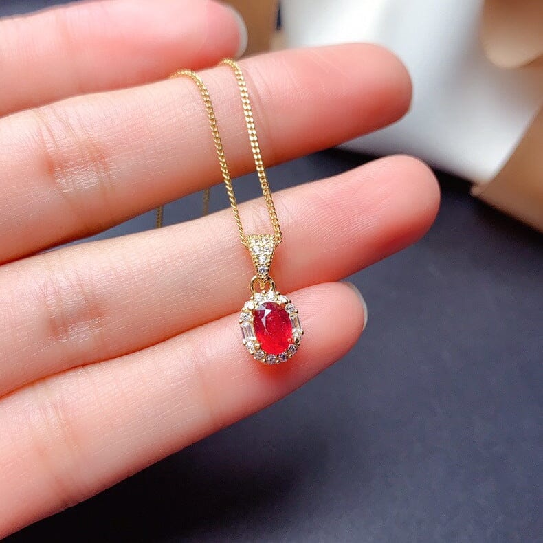 Bridal Ruby Necklace and Resizable Ring Jewelry SetJewelry Set