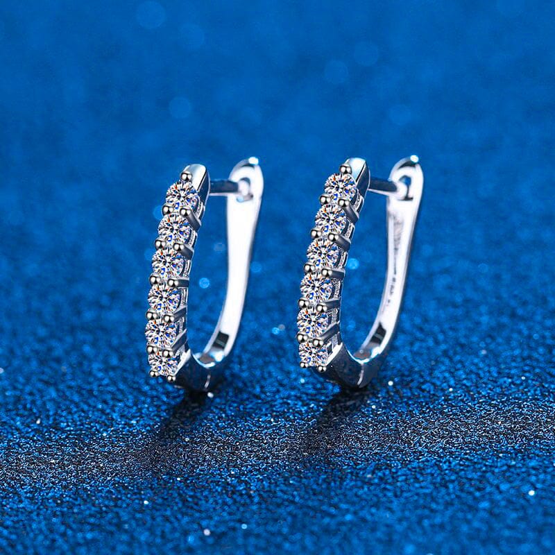Fashionable Huggie Diamond Hoop Earrings - 925 Sterling SilverEarrings