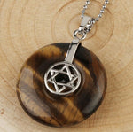 Jewish Hexagram Charms Healing Crystal NecklaceNecklaceTiger Eye