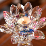 Crystal Glass Lotus Flower Candle HolderHealing CrystalLPink