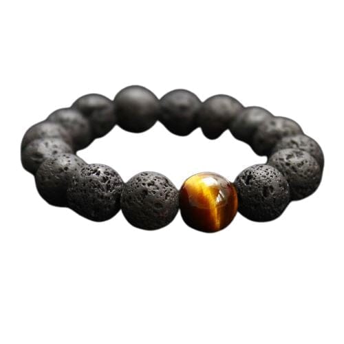 Black Volcanic Lava Stone Bracelet - For MenBracelet12mm21cm