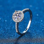 Classic Halo Diamond Promise Ring - 925 Sterling SilverRing