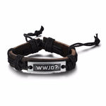 WWJD Leather What Would Jesus Do Cuff Bangle BraceletBraceletblack