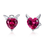 Little Evil and Angel CZ Garnet Earrings - 925 Sterling SilverEarrings