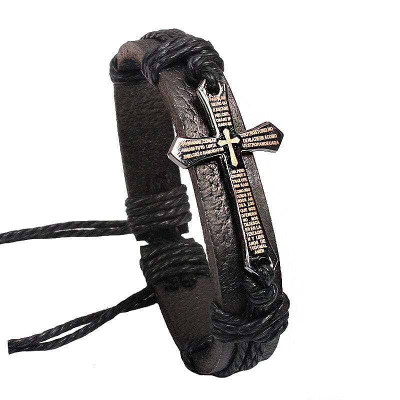 WWJD Vintage Cross Leather BraceletsBracelet