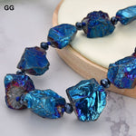 Blue Titanium Quartz Rough Nugget Crystal Necklace