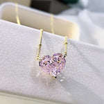 Yellow Topaz And Rose Quartz Stone Heart Pendant Exclusive NecklaceNecklacePink