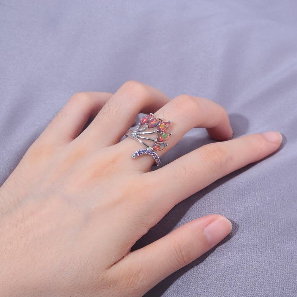 Orange Fire Opal with Amethyst Bohemia RingRing