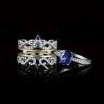 3pcs Luxury Crown Sapphire Ring - 925 Sterling SilverRing
