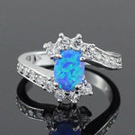 Blue and White Fire Opal RingRing7Blue Fire Opal
