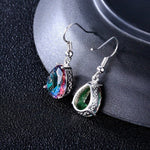 Water Drop Shaped Rainbow Topaz Drop Earrings - 925 Sterling SilverEarrings