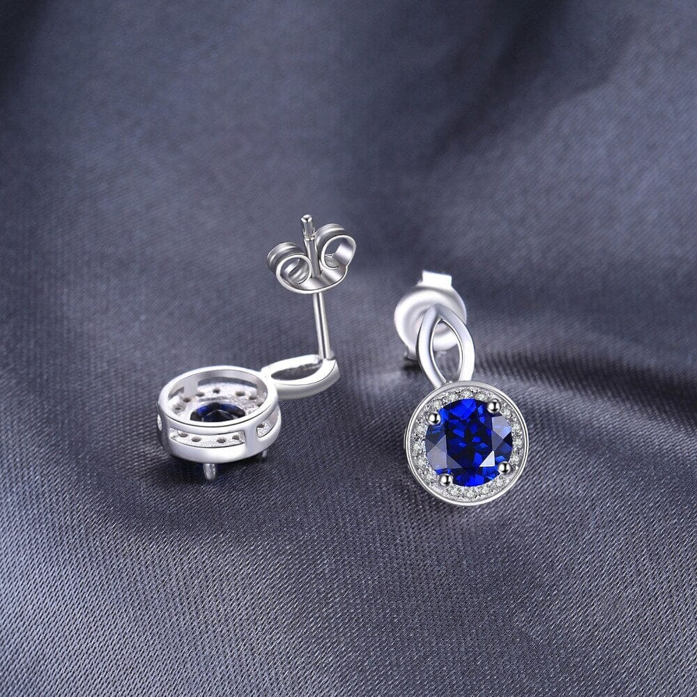 Fashion Halo 2.3ct Created Sapphire Stud Earrings - 925 Sterling SilverEarrings