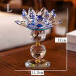 Crystal Glass Lotus Flower Candle HolderHealing CrystalLBlue