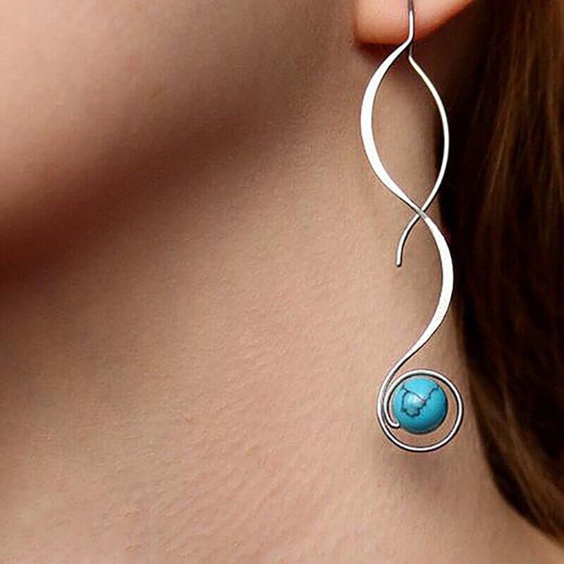 Twisted Turquoise Drop Earrings - 925 Sterling SilverEarrings