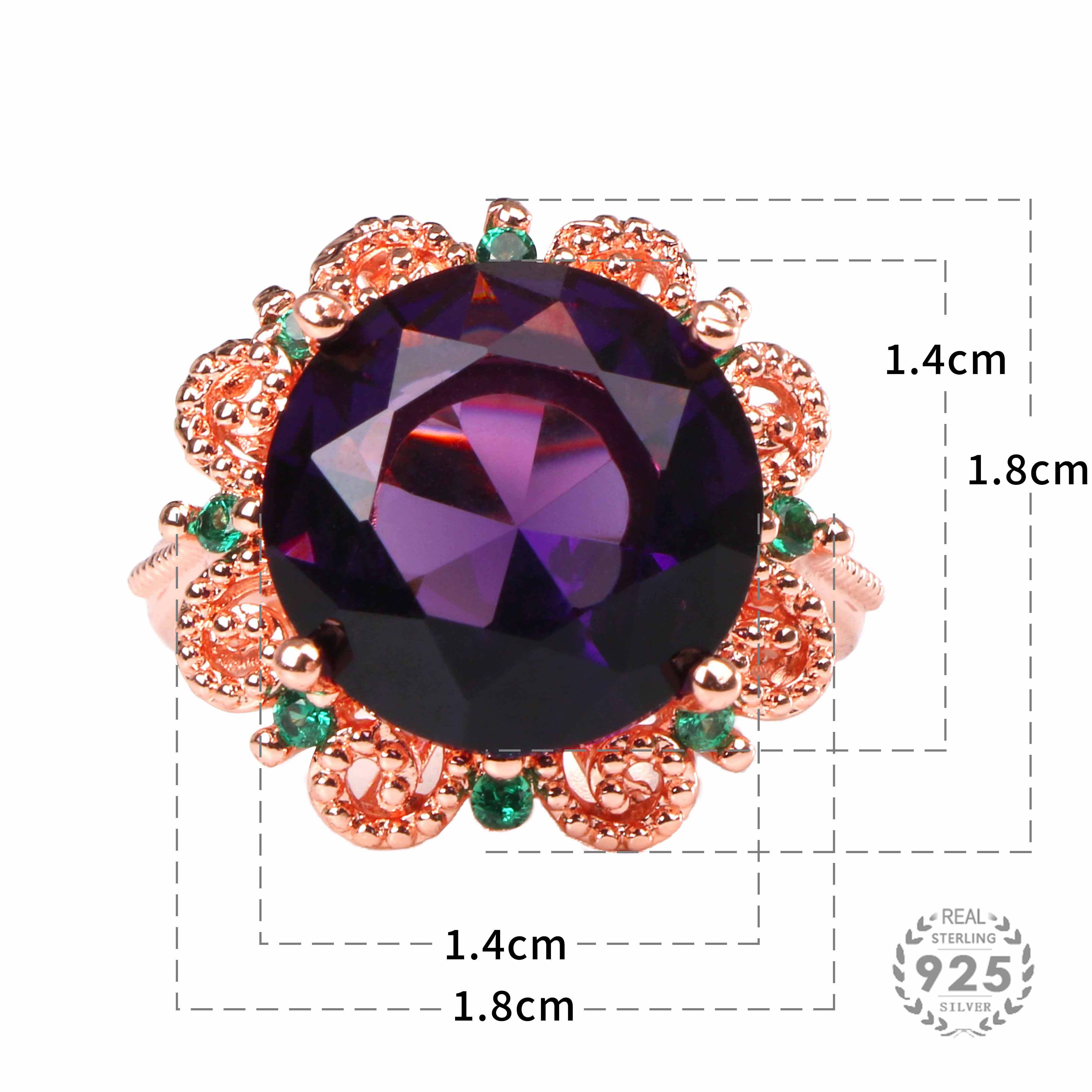 Charm Classic Flower Amethyst Gemstone RingRing