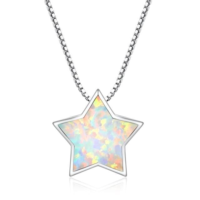 White Fire Opal Fallen Star Pendant (No Chain)PendantSilver Plated