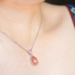 Teardrop Morganite Necklace - 925 Sterling SilverPendant