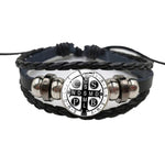 WWJD Saint Benedict Leather Braceletbracelet