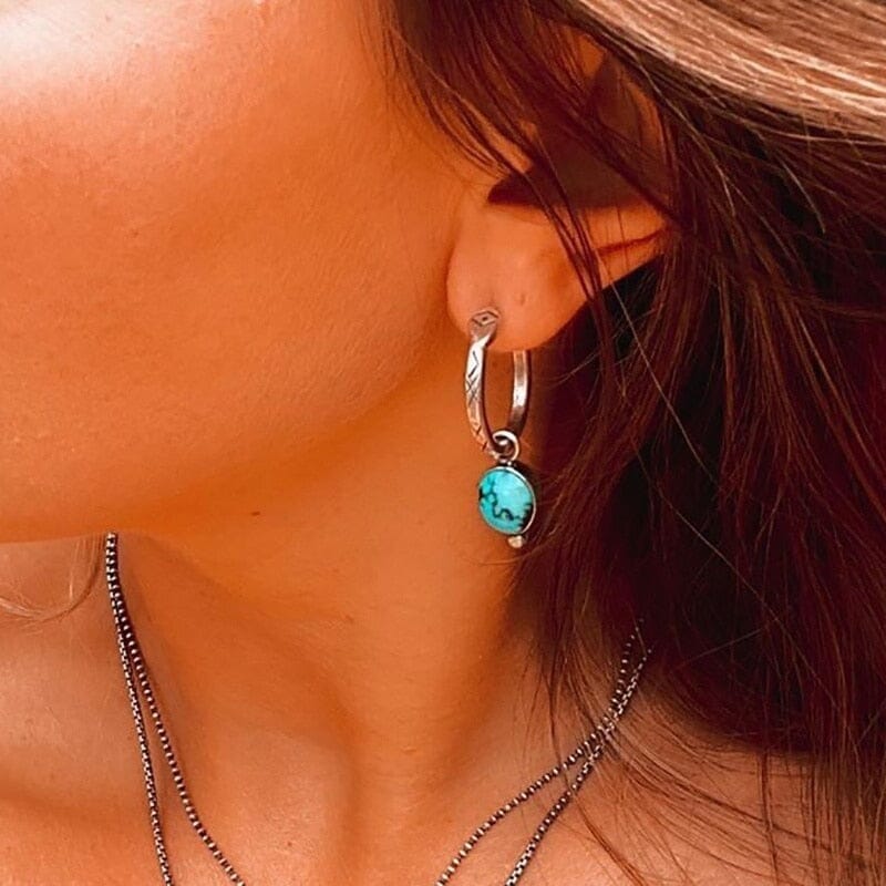 Snake Hoops Huggie Turquoise Dangle EarringsEarrings