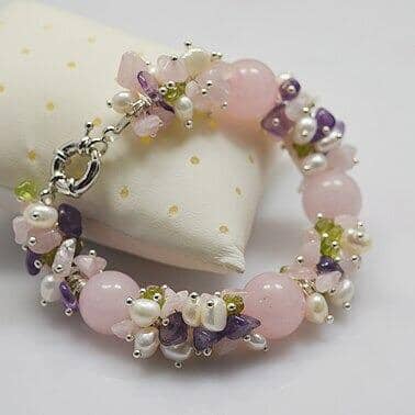 Assorted Amethyst, Rose Quartz and Peridot BraceletBracelet