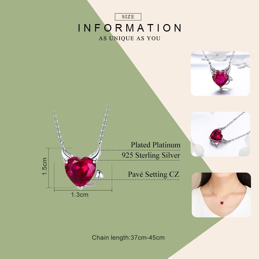 Little Evil and Angel CZ Garnet Necklace - 925 Sterling SilverNecklace