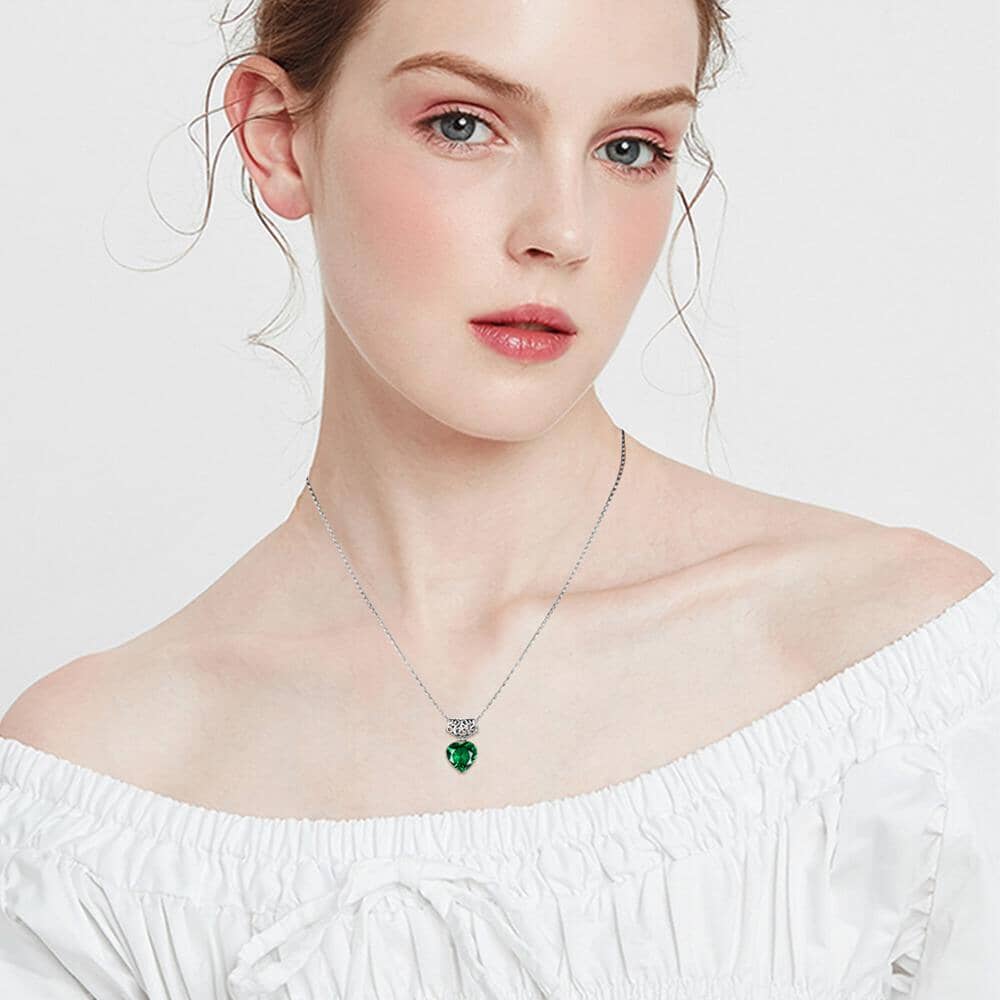Heart Bohemia Green Emerald Necklace - 925 Sterling SilverNecklace