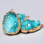 Natural Healing Crystal Blue Aquamarine Quartz Druzy Slice PendantPendant