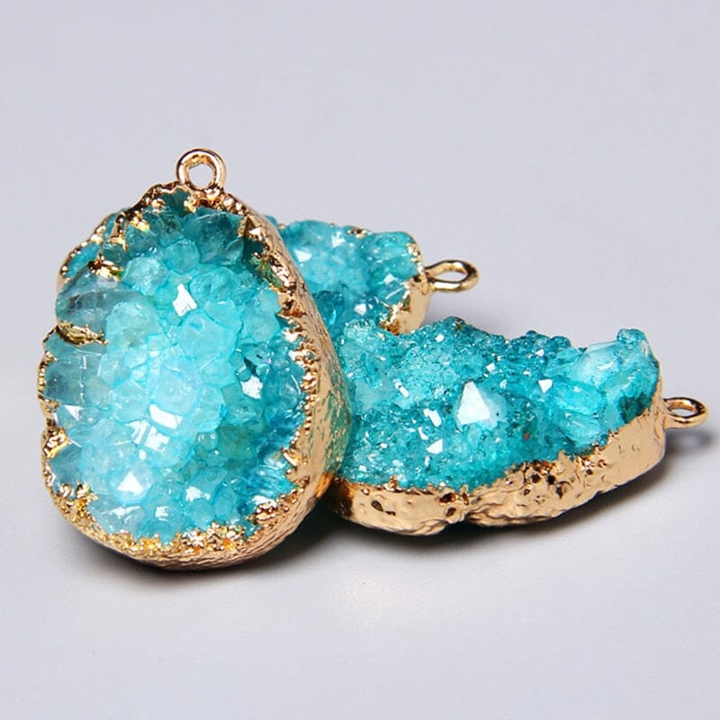 Natural Healing Crystal Blue Aquamarine Quartz Druzy Slice PendantPendant