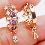 Trendy Cubic Zirconia Purple Red Hoop EarringsEarrings