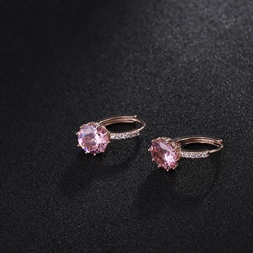 Luxury Flower Charm Assorted Crystals Ear Stud EarringsEarringsGold - Pink