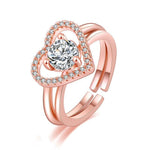 Romantic True Love Heart Diamond Ring - 925 Sterling SilverRingRose Gold