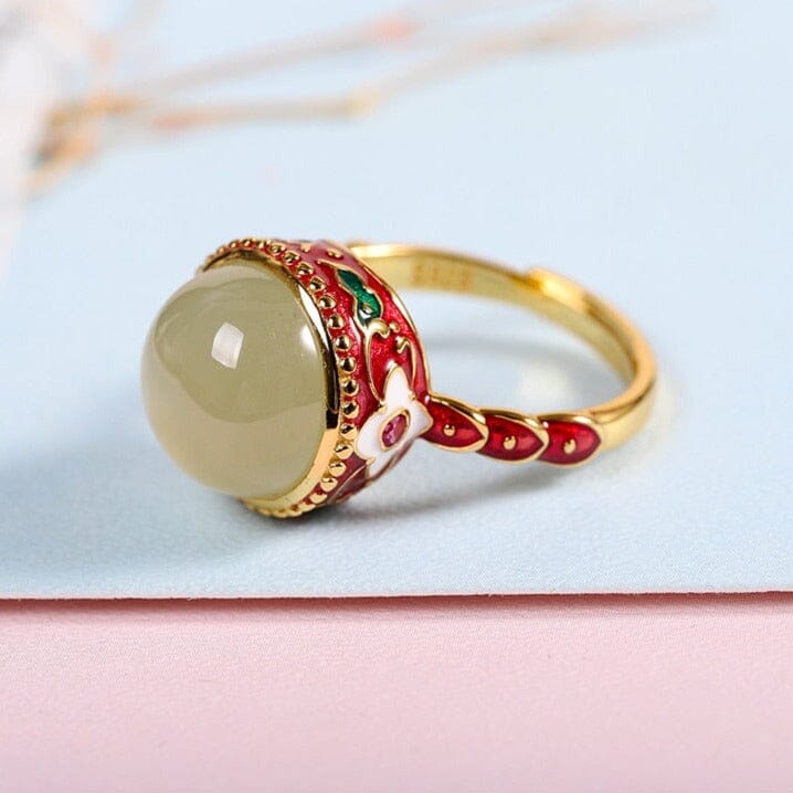 Vintage Trendy Jade Enamel Adjustable Ring - S925 SilverRing