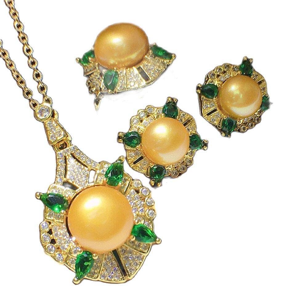 Retro Palace Style Three-piece Fashion Freshwater Pearl Jewelry SetNecklace