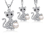 Luxury Austrian Crystal Cat Design Pendant NecklaceNecklace