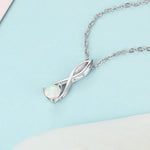 Infinity Twist Opal Pendant Necklace - 925 Sterling SilverNecklace