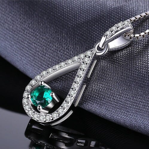 Elegant Drop Emerald Pendant - 925 Sterling SilverPendant