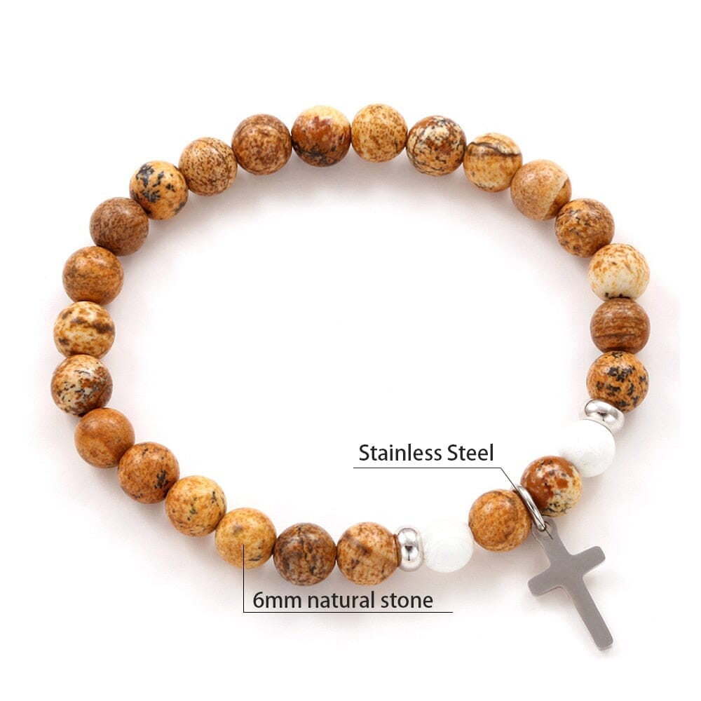 WWJD Natural Stone Cross Bracelet – AtPerry's Healing Crystals