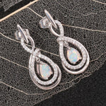 Blue & White Fire Opal Water Drop EarringsEarrings
